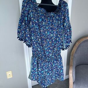 RAGA Size Medium M Blue Floral Jumpsuit lot5657